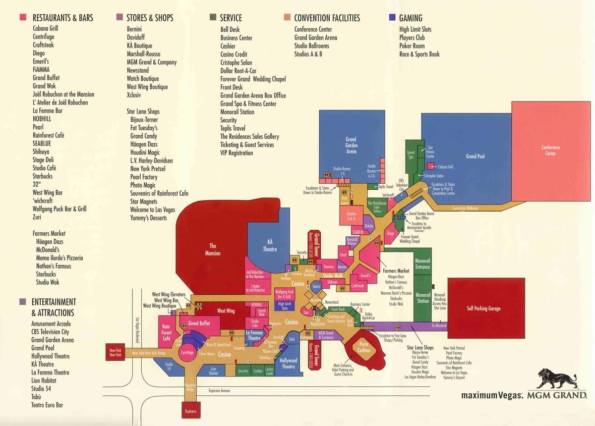 карта MGM Grand у Лас-Вегасе